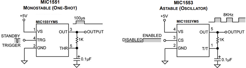 Application Circuit Diagram - Microchip Technology MIC1551/53 IttyBitty® RC Timers/Oscillators Application Circuit Diagram - Microchip Technology MIC1551/53 IttyBitty® RC Timers/Oscillators